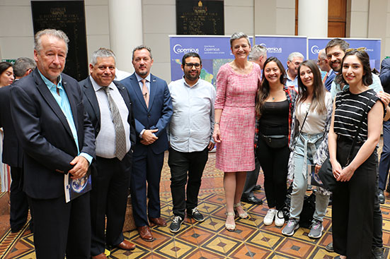 Equipo Copernicus junto a la sra. Margrethe Vestager y el decano Francisco Martínez.