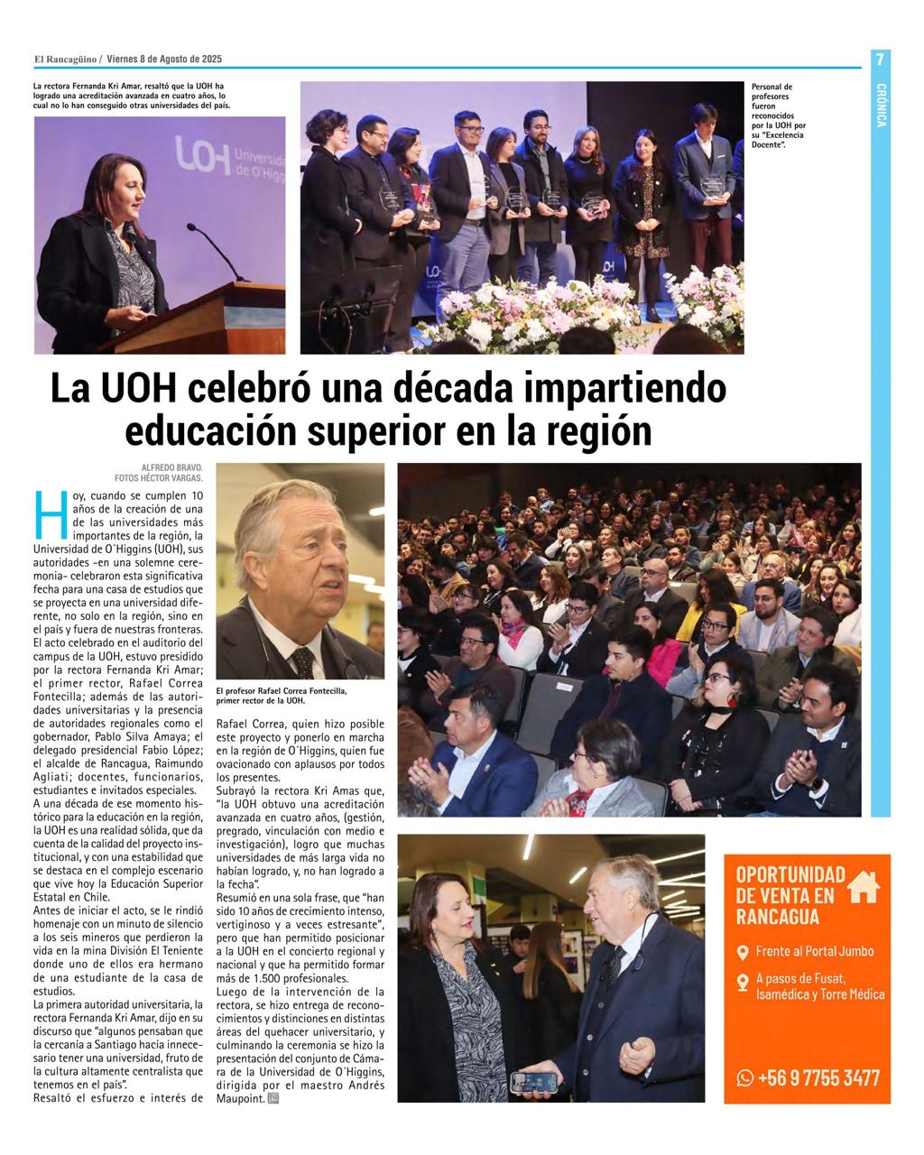 Diario El Rancagüino, 8 de agosto de 2025, página 7